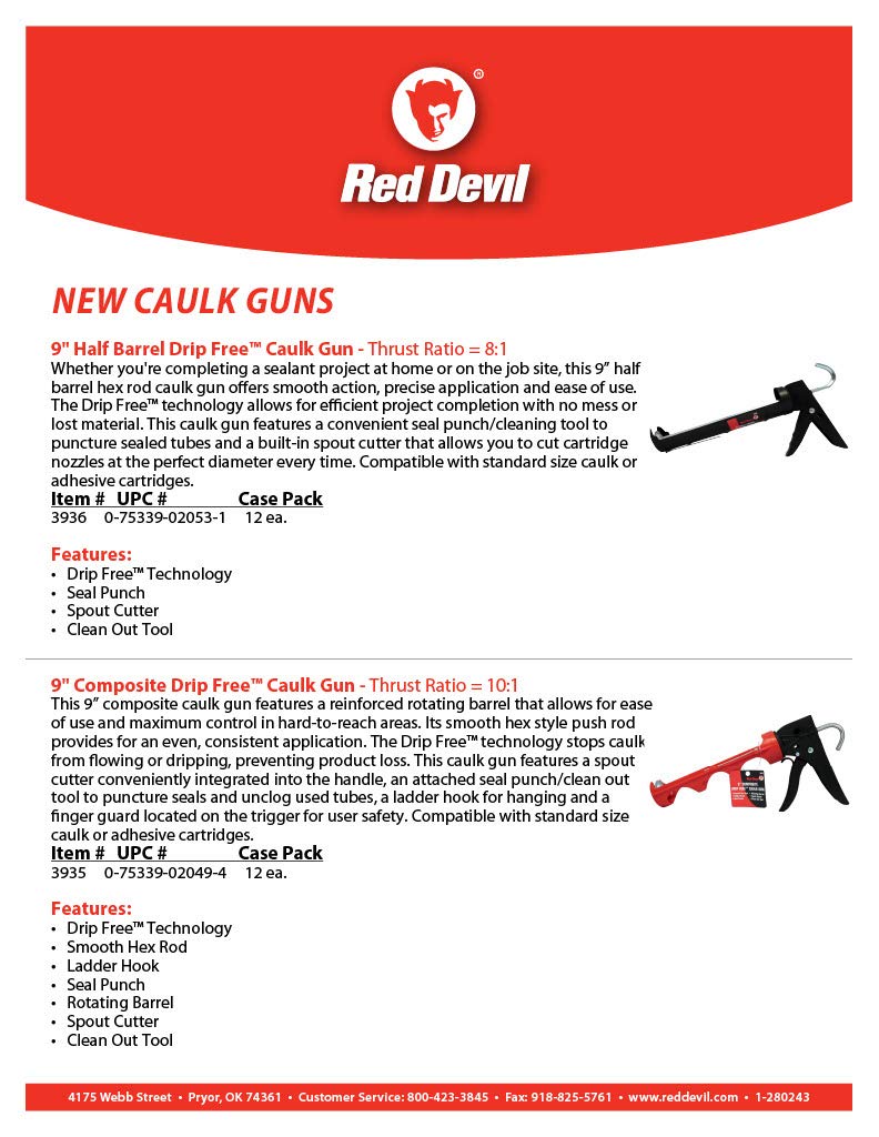 Red Devil 3935 9" Composite Drip Free Caulk Gun - Thrust Ratio 10:1 - Image 5